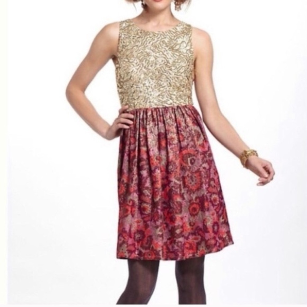 Anthropologie Sequined Jacquard Dress by Wren. Size XS